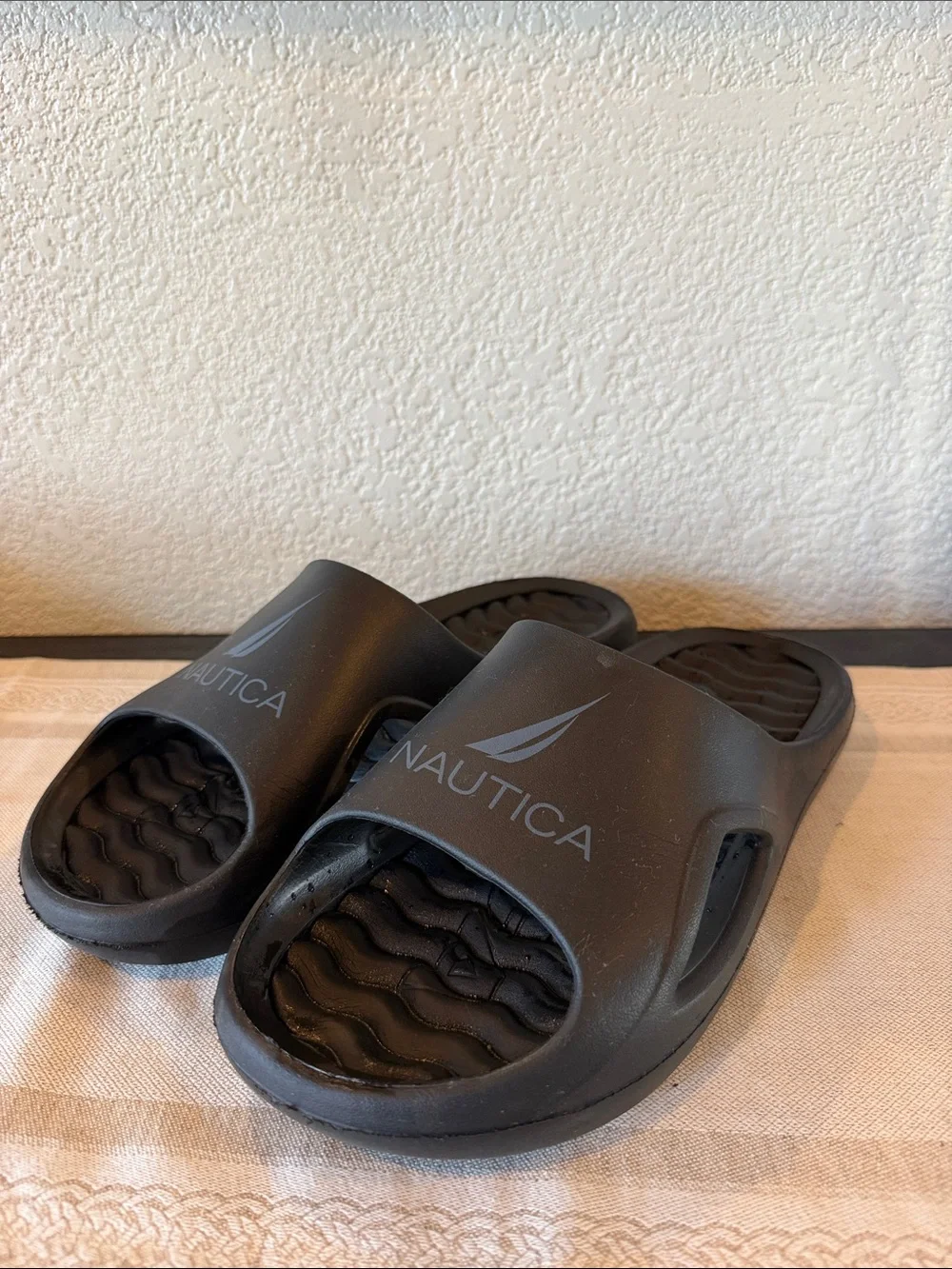 Nautica Black Logo Slide Sandals